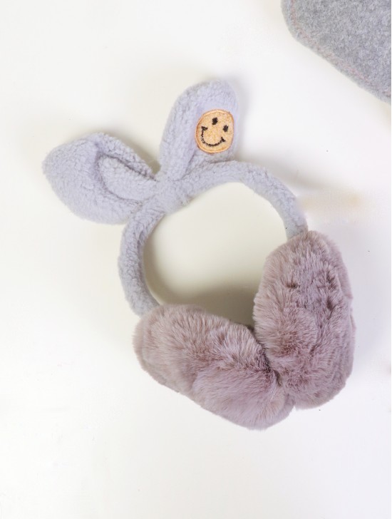 Cute Wooly Ear with Smiley Face Plush Earmuff